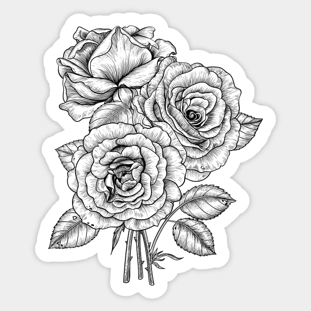 Bouquet of roses in black and white Sticker by katerinamk